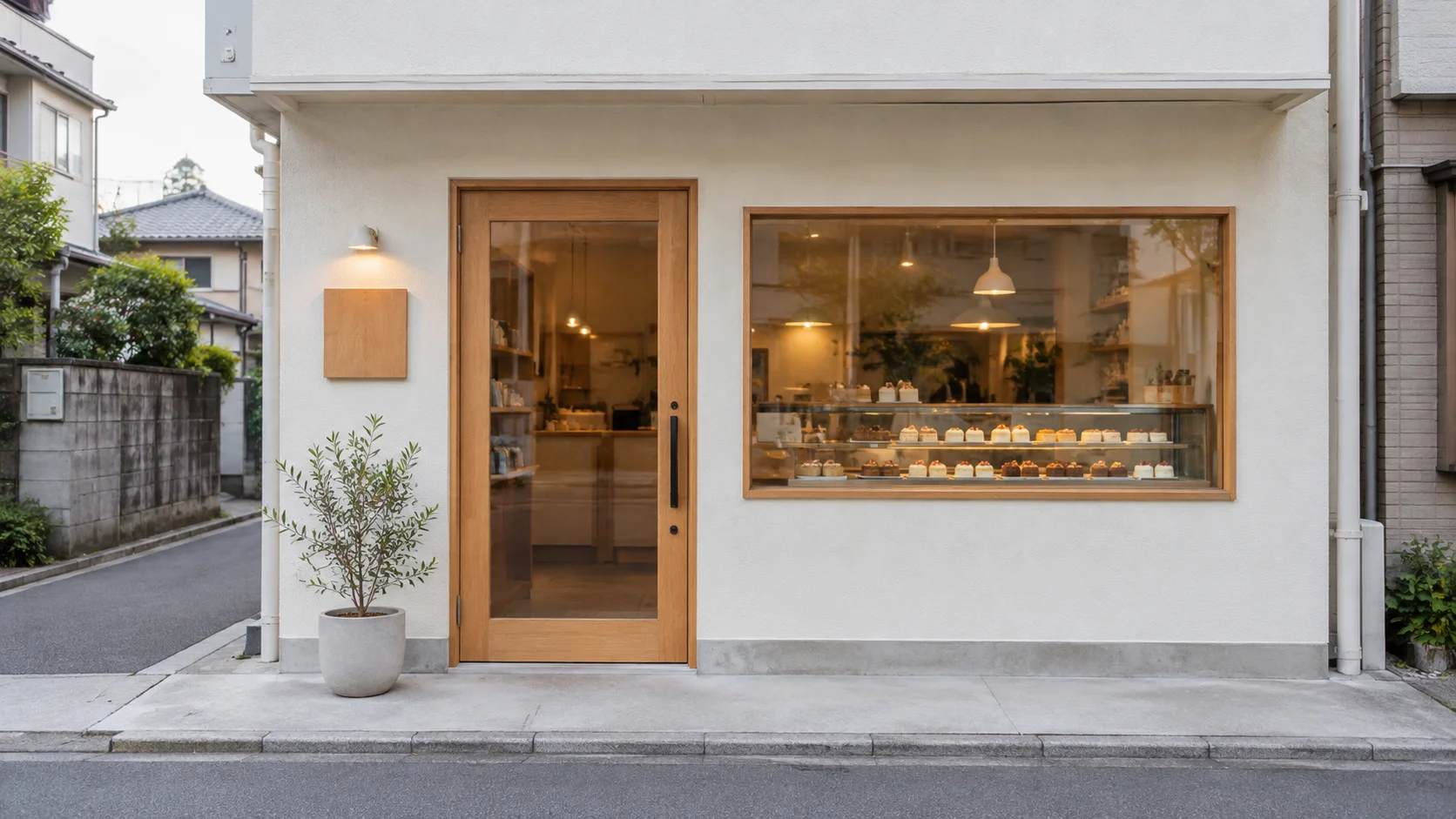 小さなケーキ店の外観